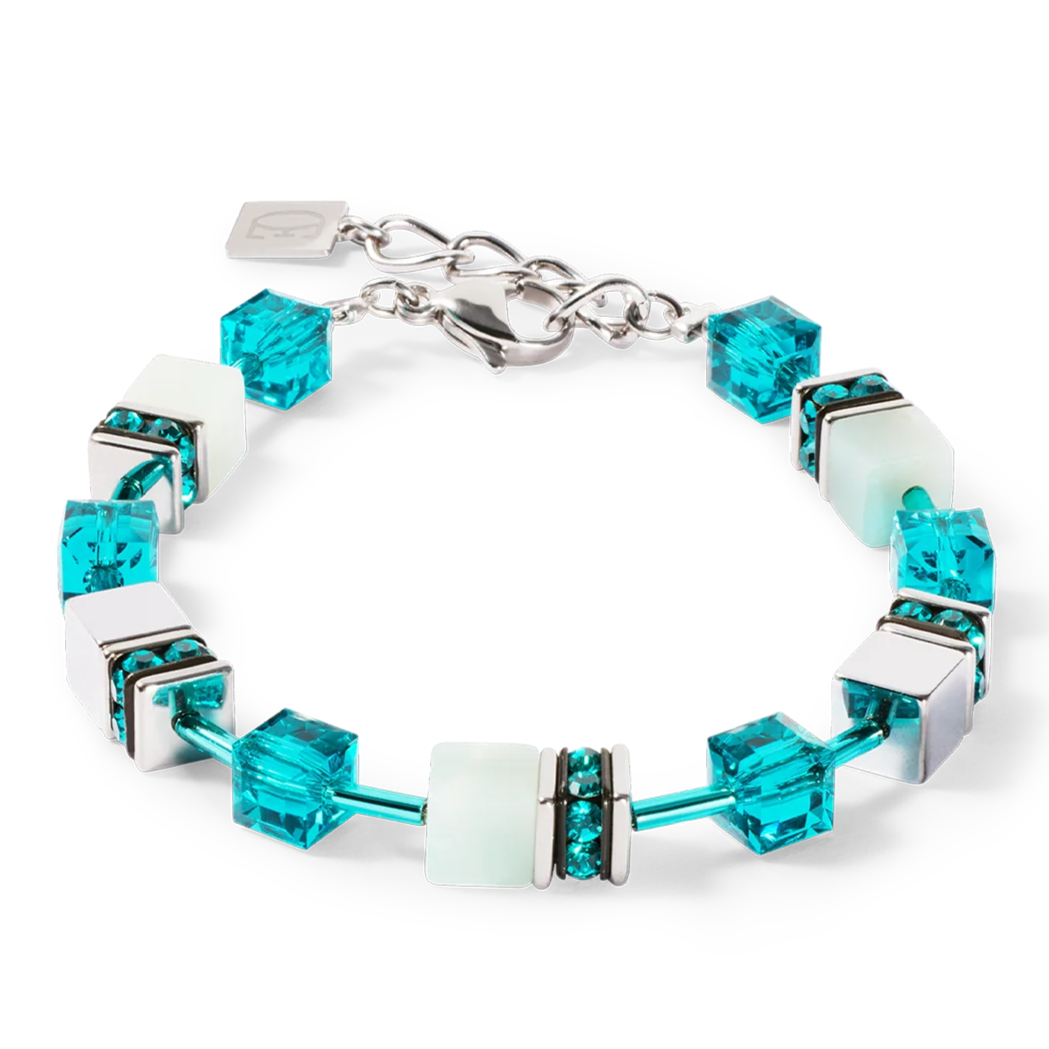 Elegant silver Turquoise GeoCUBE bracelet Coeur De Lion Ireland
